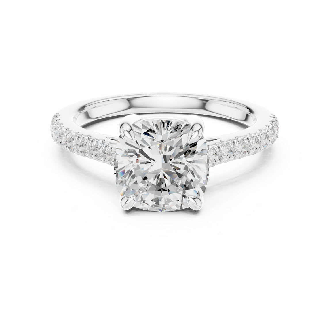 2.30 Ct. Cushion Cut Diamond Solitaire with Pavé Band (DDLR-039-CU) 5