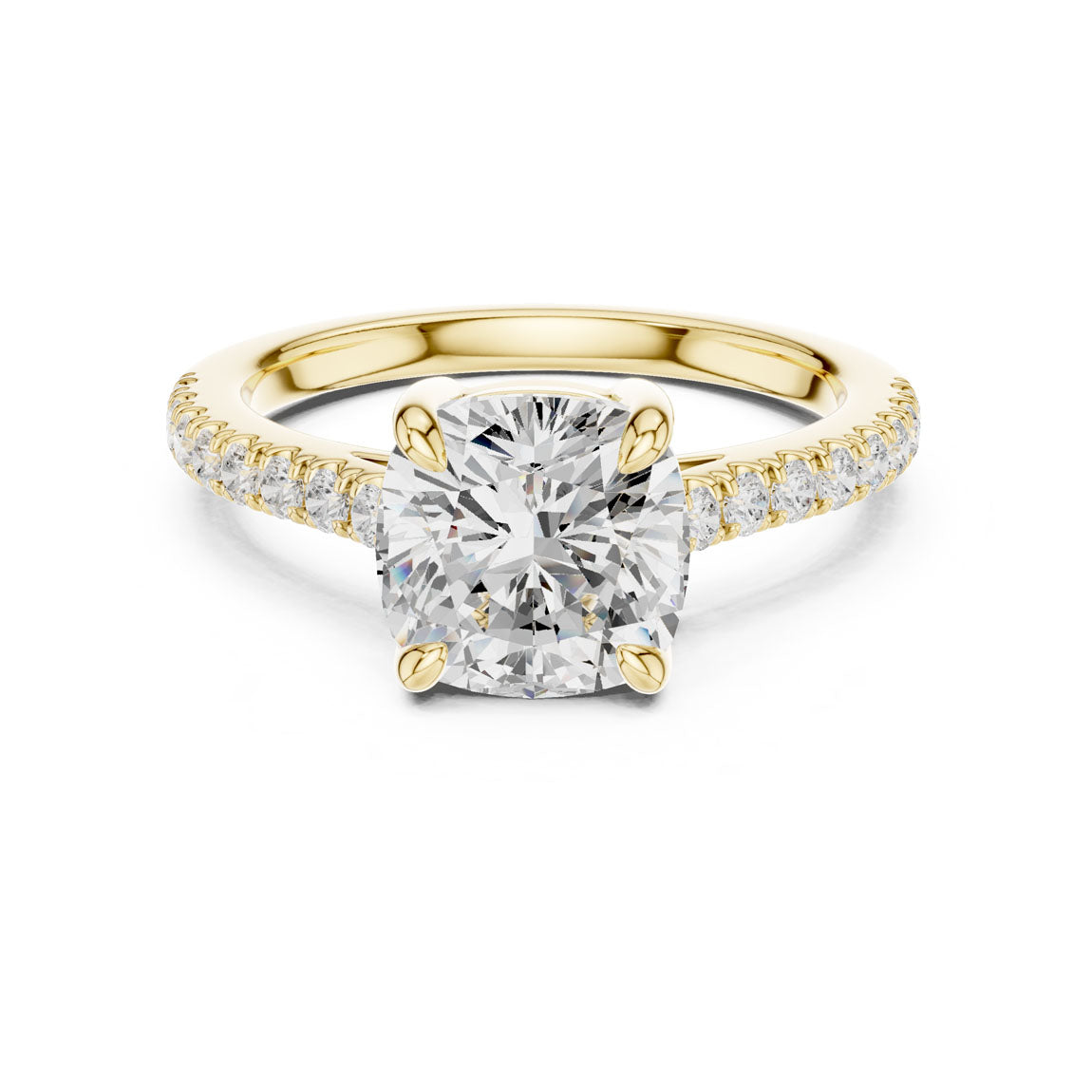 2.30 Ct. Cushion Cut Diamond Solitaire with Pavé Band (DDLR-039-CU)