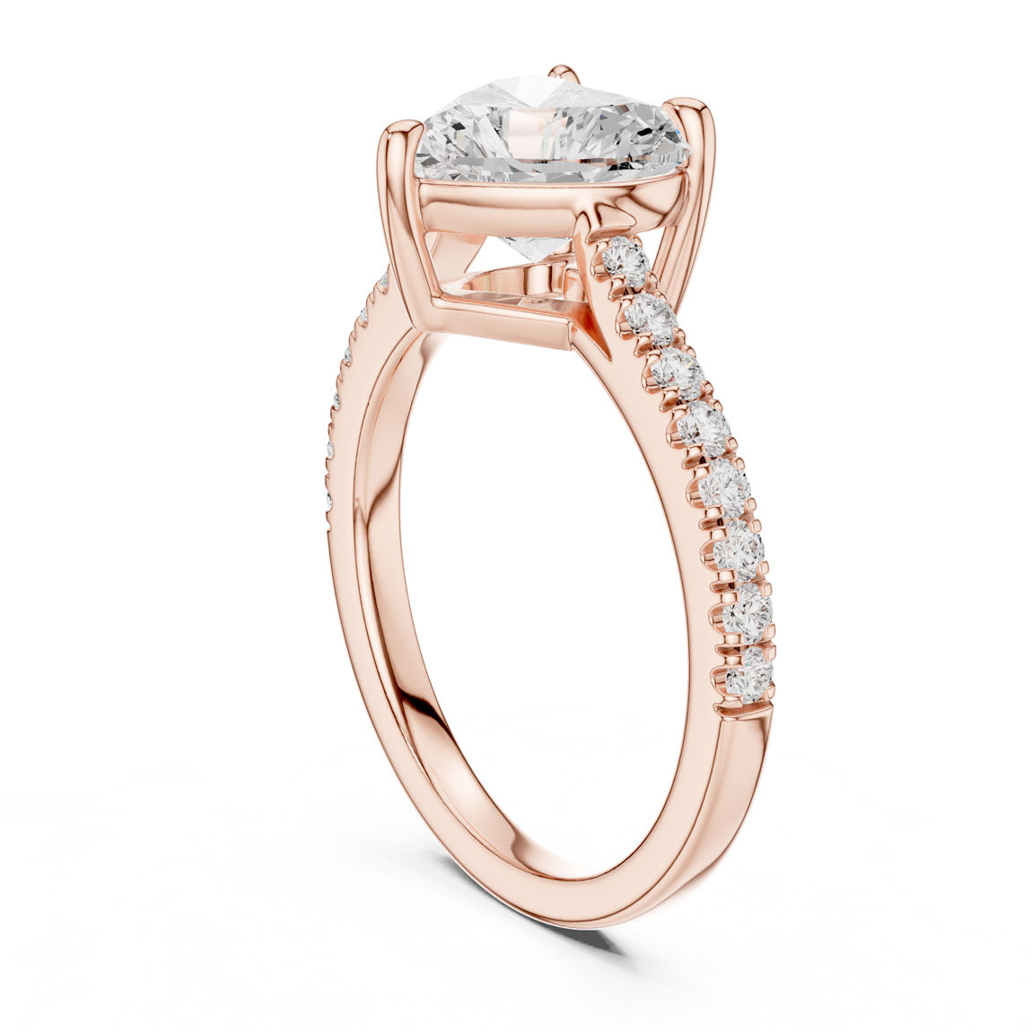 2.30 Ct. Heart Cut Diamond Solitaire with Pavé Band (DDLR-039-HR) 10