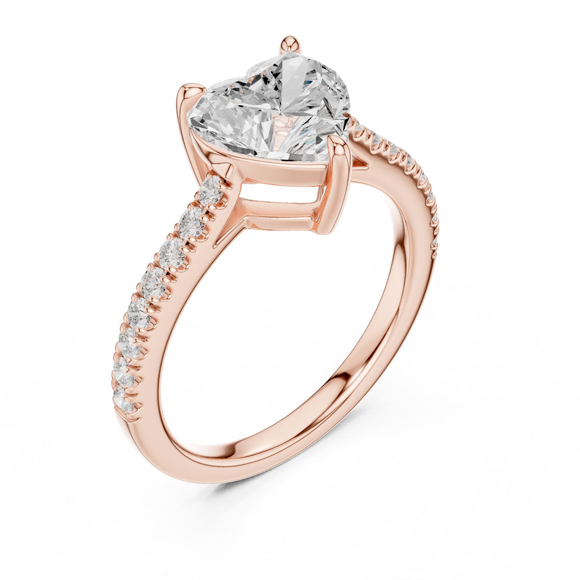 2.30 Ct. Heart Cut Diamond Solitaire with Pavé Band (DDLR-039-HR) 8