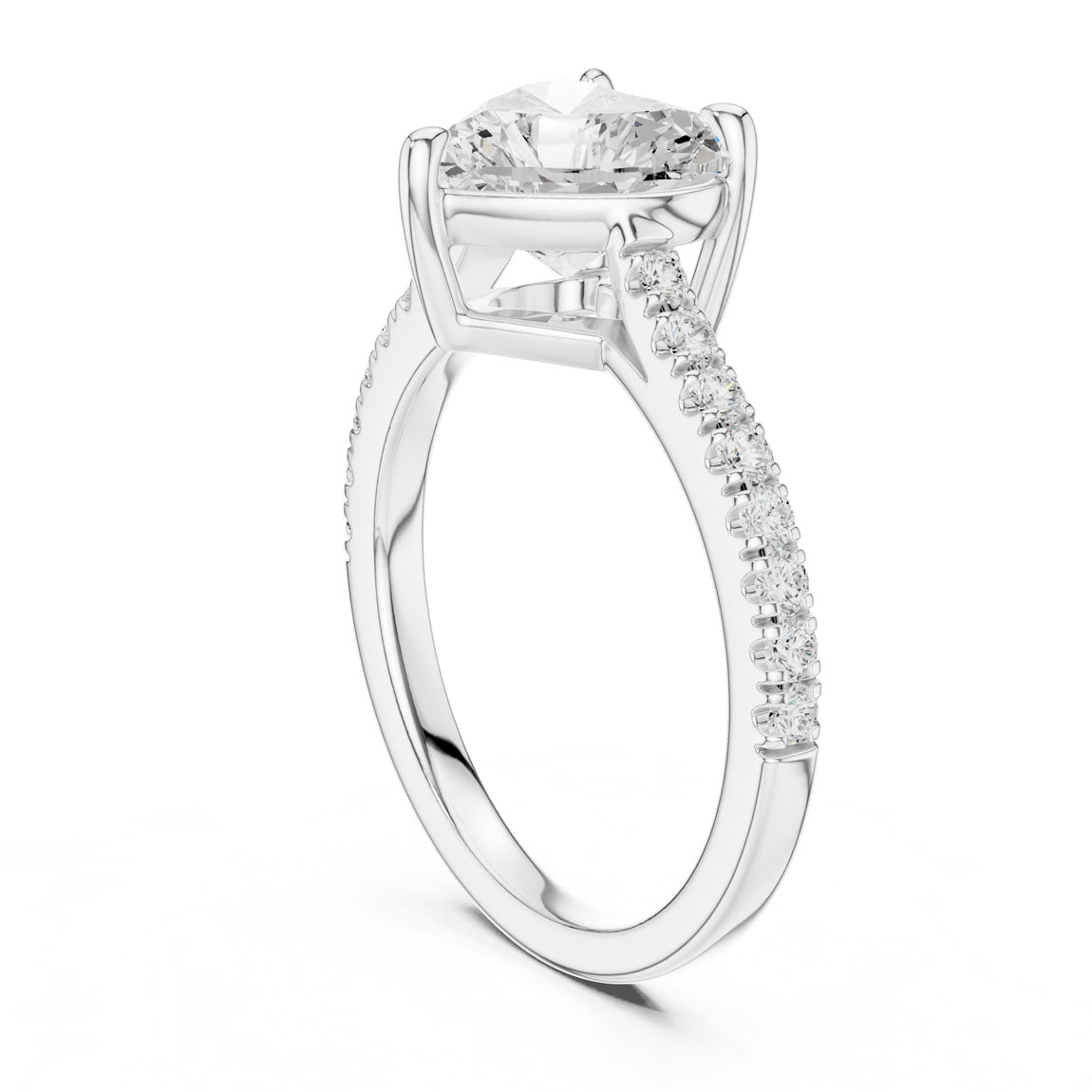 2.30 Ct. Heart Cut Diamond Solitaire with Pavé Band (DDLR-039-HR) 9
