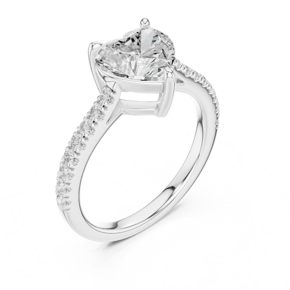 2.30 Ct. Heart Cut Diamond Solitaire with Pavé Band (DDLR-039-HR) 6