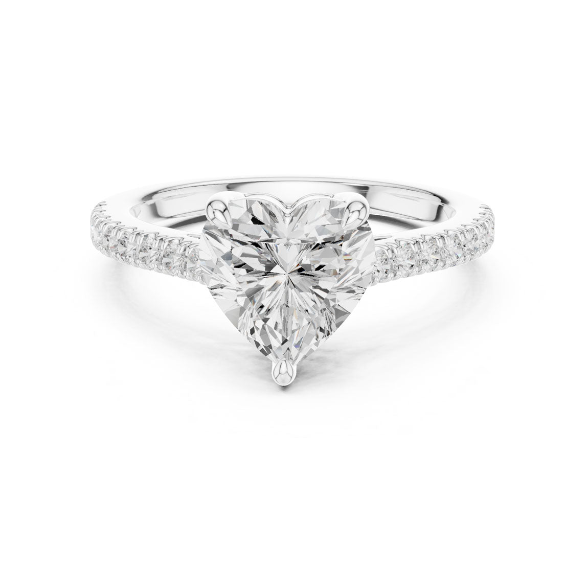 2.30 Ct. Heart Cut Diamond Solitaire with Pavé Band (DDLR-039-HR) 7