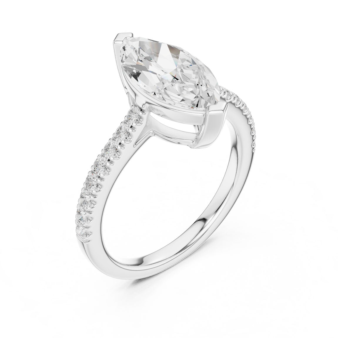 2.30 Ct. Marquise Cut Diamond Solitaire with Pavé Band (DDLR-039-MQ) 6