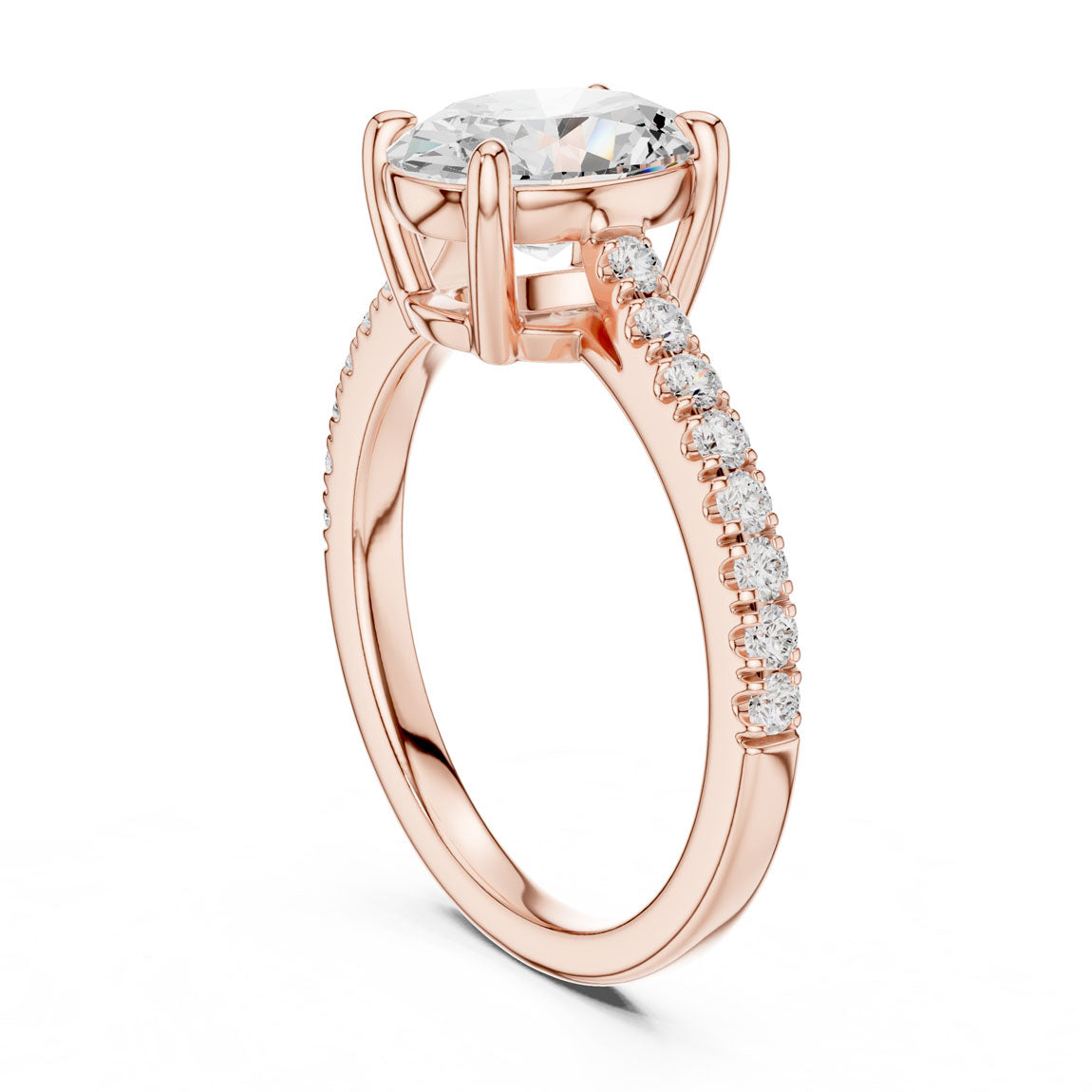 2.30 Ct. Oval Cut Diamond Solitaire with Pavé Band (DDLR-039-OV) 10