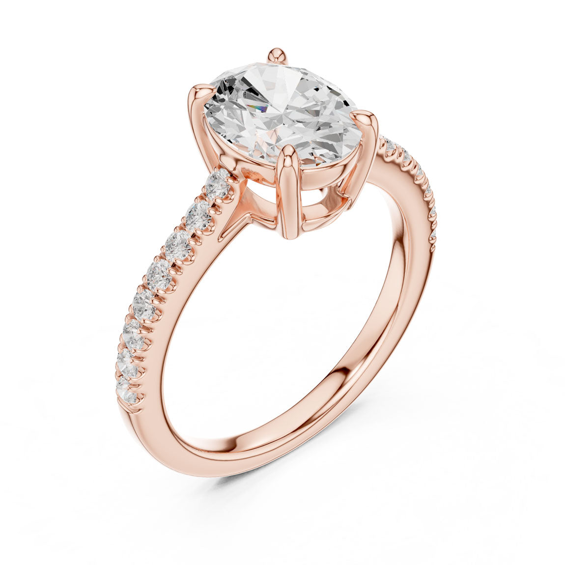 2.30 Ct. Oval Cut Diamond Solitaire with Pavé Band (DDLR-039-OV) 8