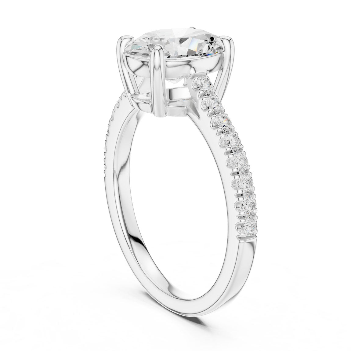2.30 Ct. Oval Cut Diamond Solitaire with Pavé Band (DDLR-039-OV) 9