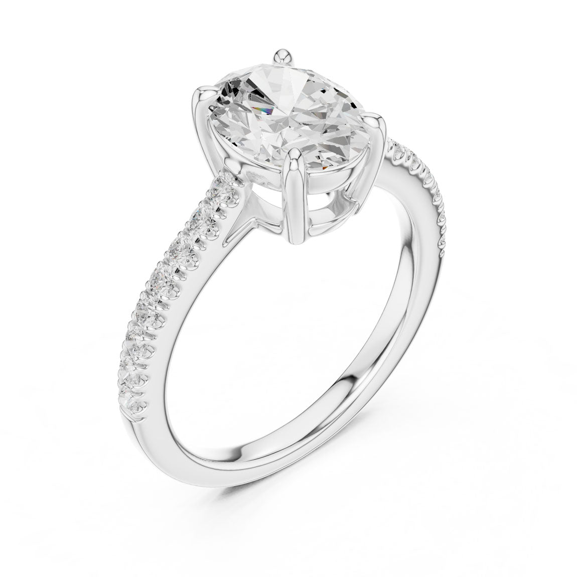 2.30 Ct. Oval Cut Diamond Solitaire with Pavé Band (DDLR-039-OV) 6