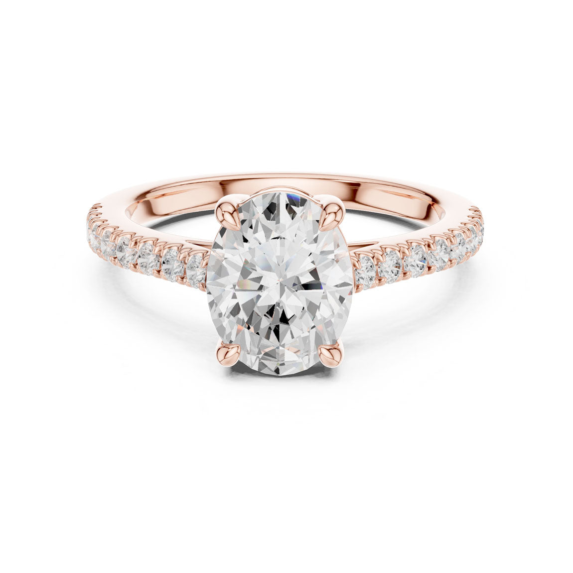 2.30 Ct. Oval Cut Diamond Solitaire with Pavé Band (DDLR-039-OV) 7