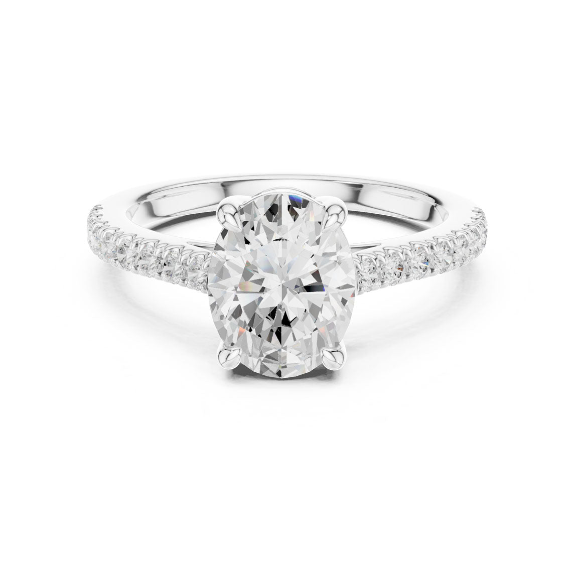 2.30 Ct. Oval Cut Diamond Solitaire with Pavé Band (DDLR-039-OV) 5