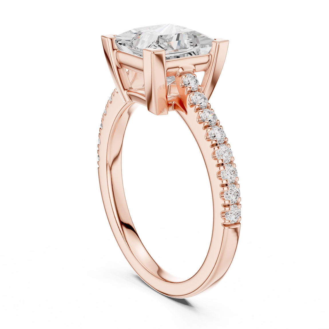 2.30 Ct. Princess Cut Diamond Solitaire with Pavé Band (DDLR-039-PR) 9