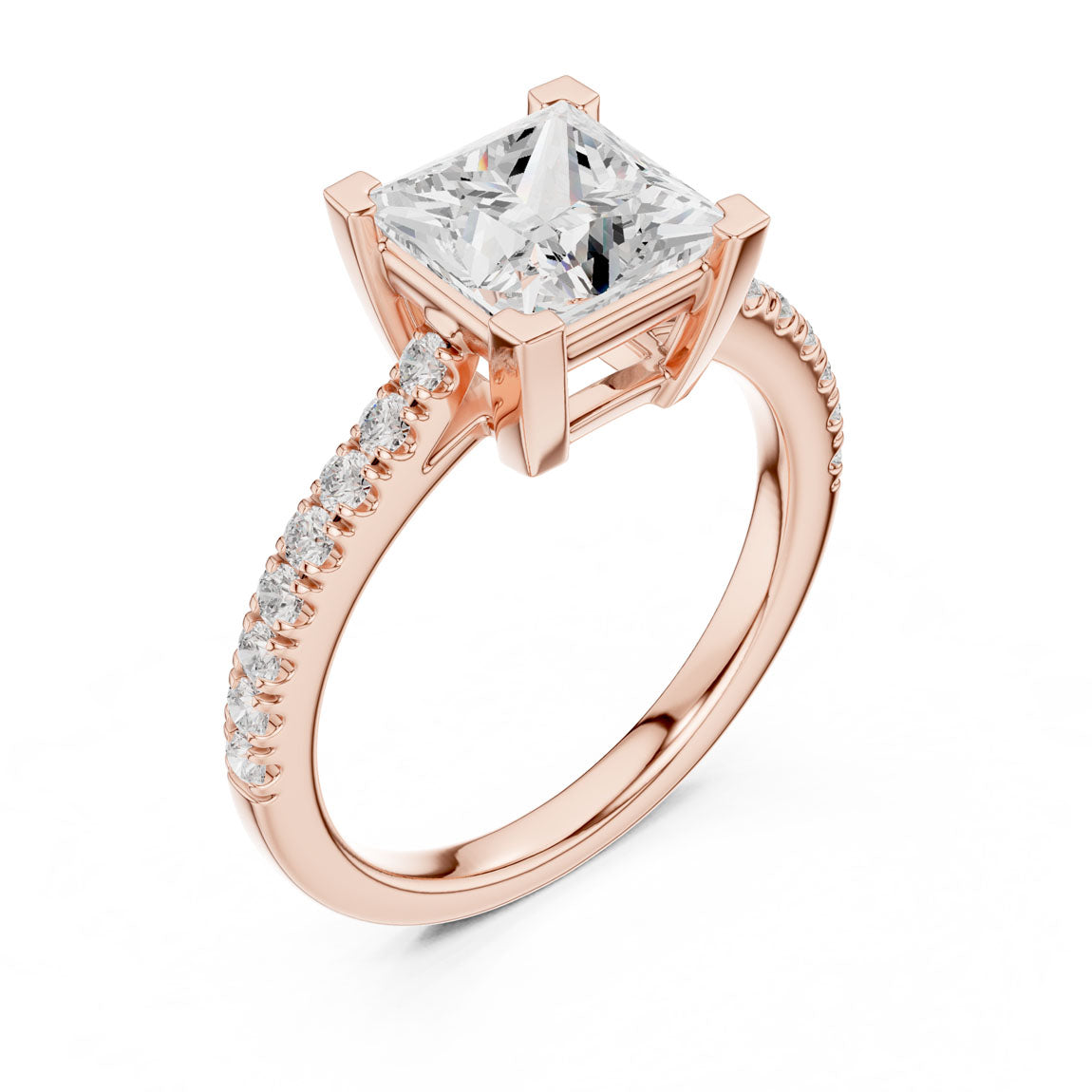 2.30 Ct. Princess Cut Diamond Solitaire with Pavé Band (DDLR-039-PR) 10