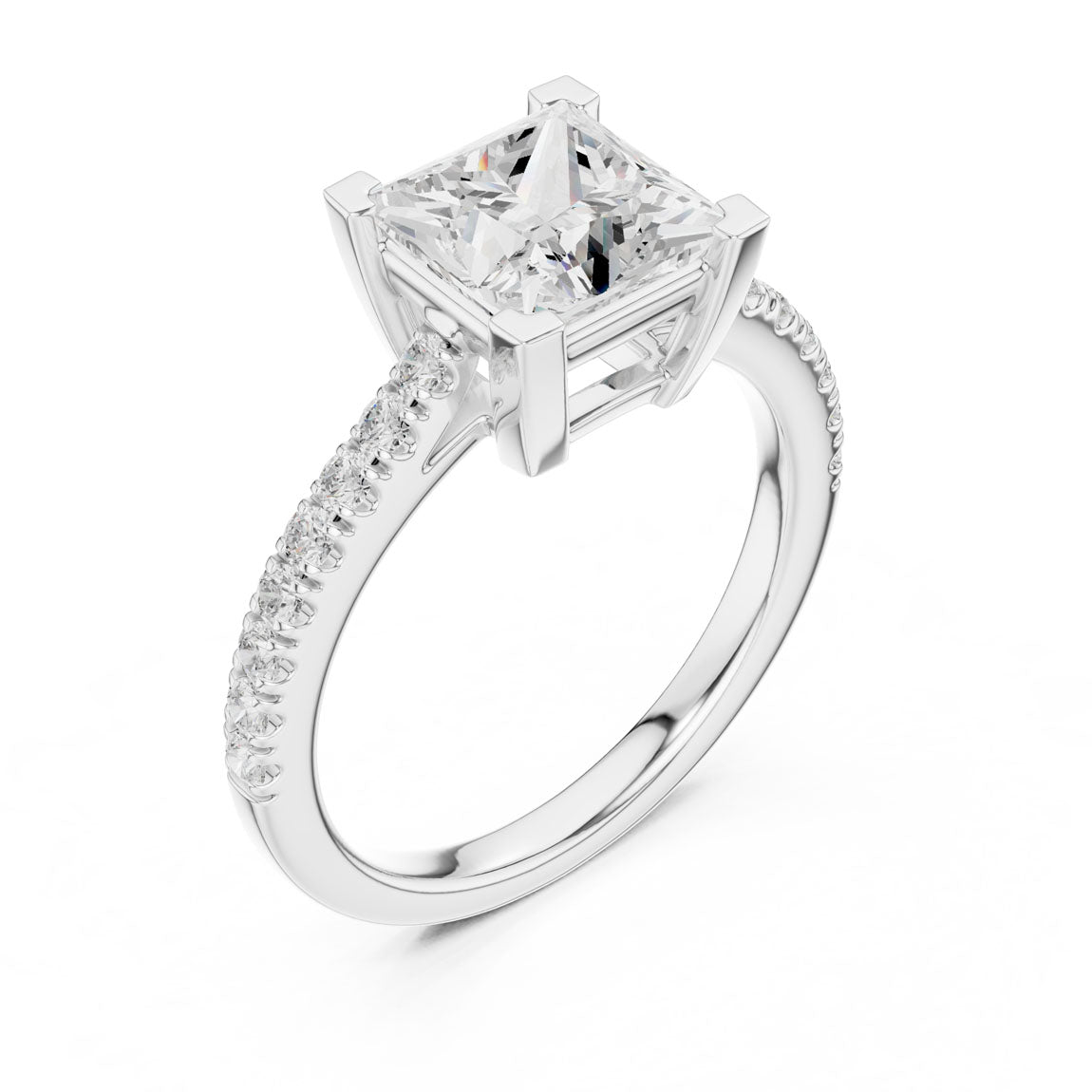 2.30 Ct. Princess Cut Diamond Solitaire with Pavé Band (DDLR-039-PR) 6
