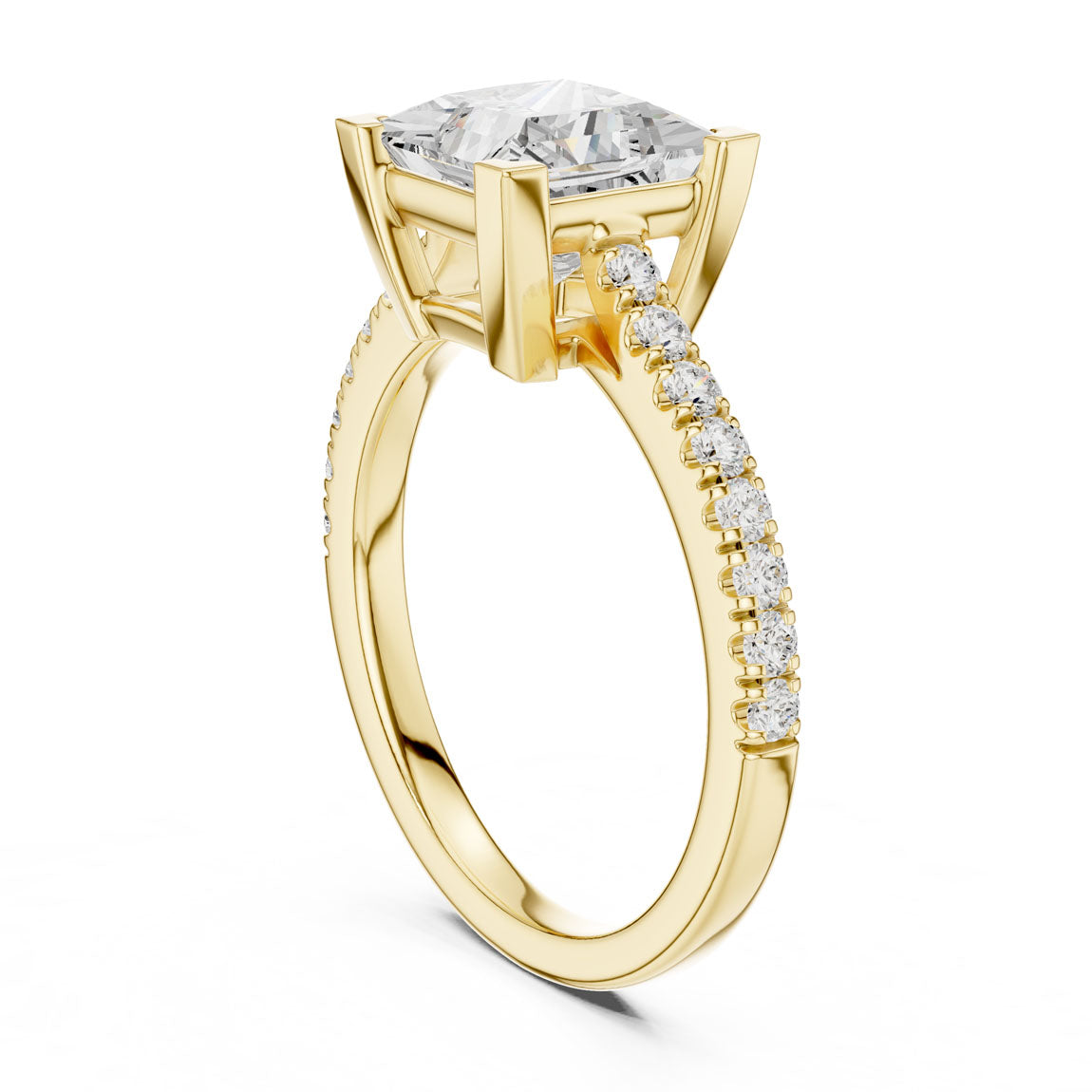 2.30 Ct. Princess Cut Diamond Solitaire with Pavé Band (DDLR-039-PR) 3