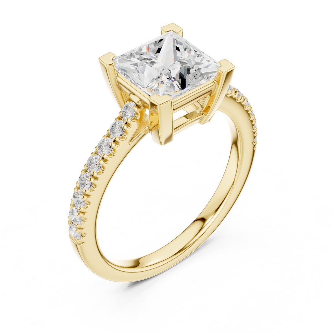 2.30 Ct. Princess Cut Diamond Solitaire with Pavé Band (DDLR-039-PR)