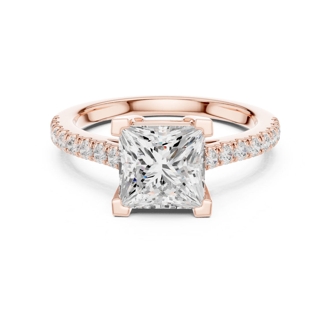 2.30 Ct. Princess Cut Diamond Solitaire with Pavé Band (DDLR-039-PR) 7
