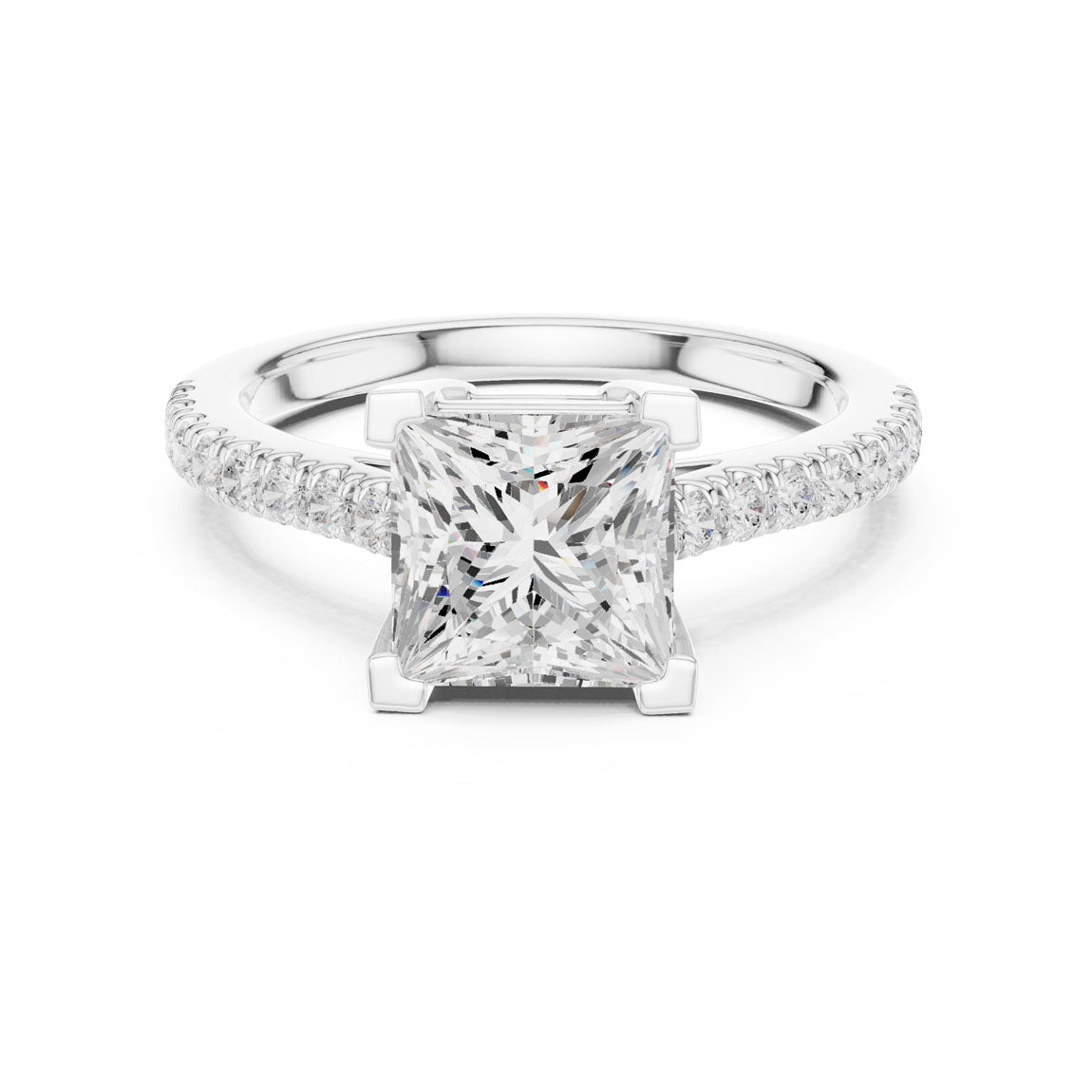 2.30 Ct. Princess Cut Diamond Solitaire with Pavé Band (DDLR-039-PR) 5