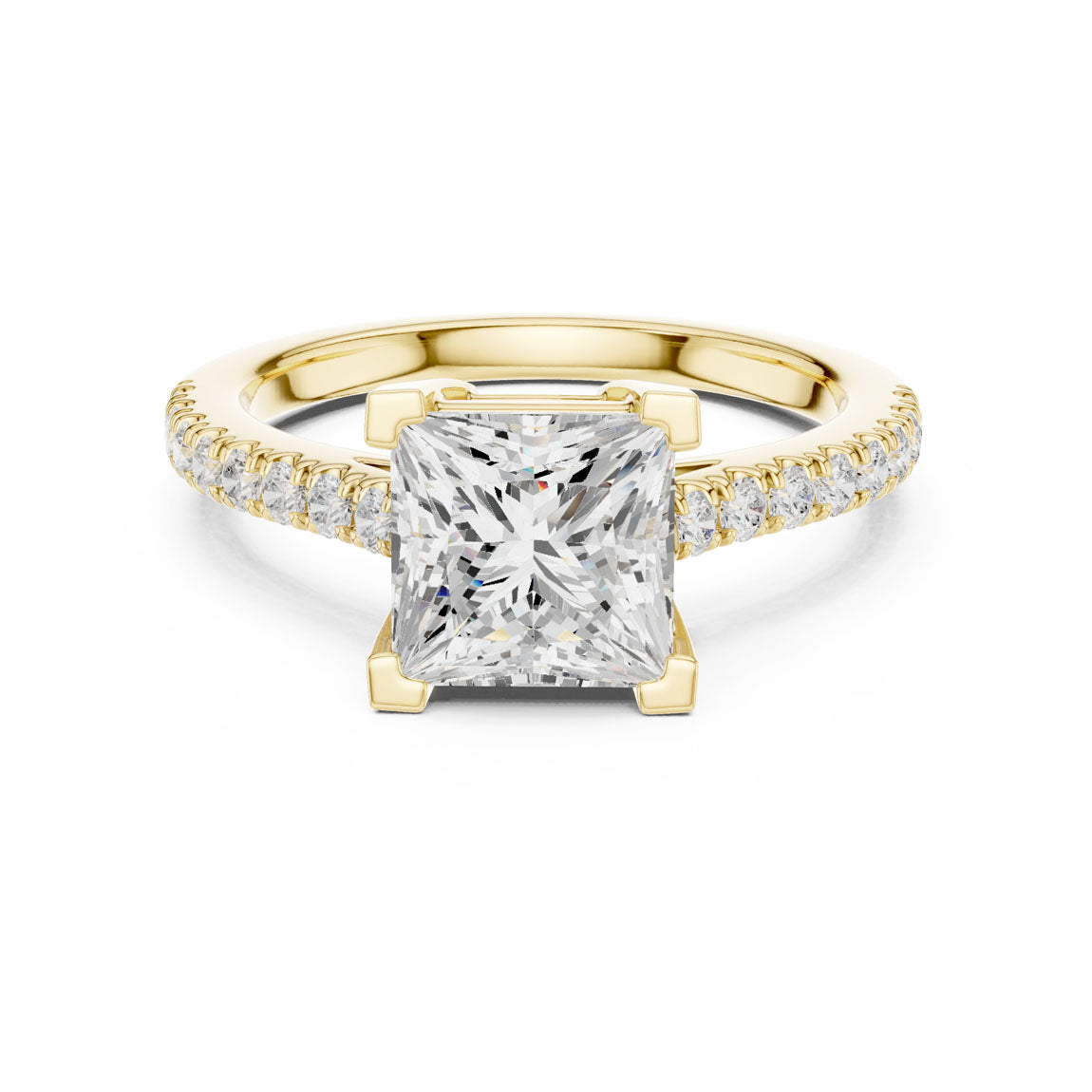 2.30 Ct. Princess Cut Diamond Solitaire with Pavé Band (DDLR-039-PR)