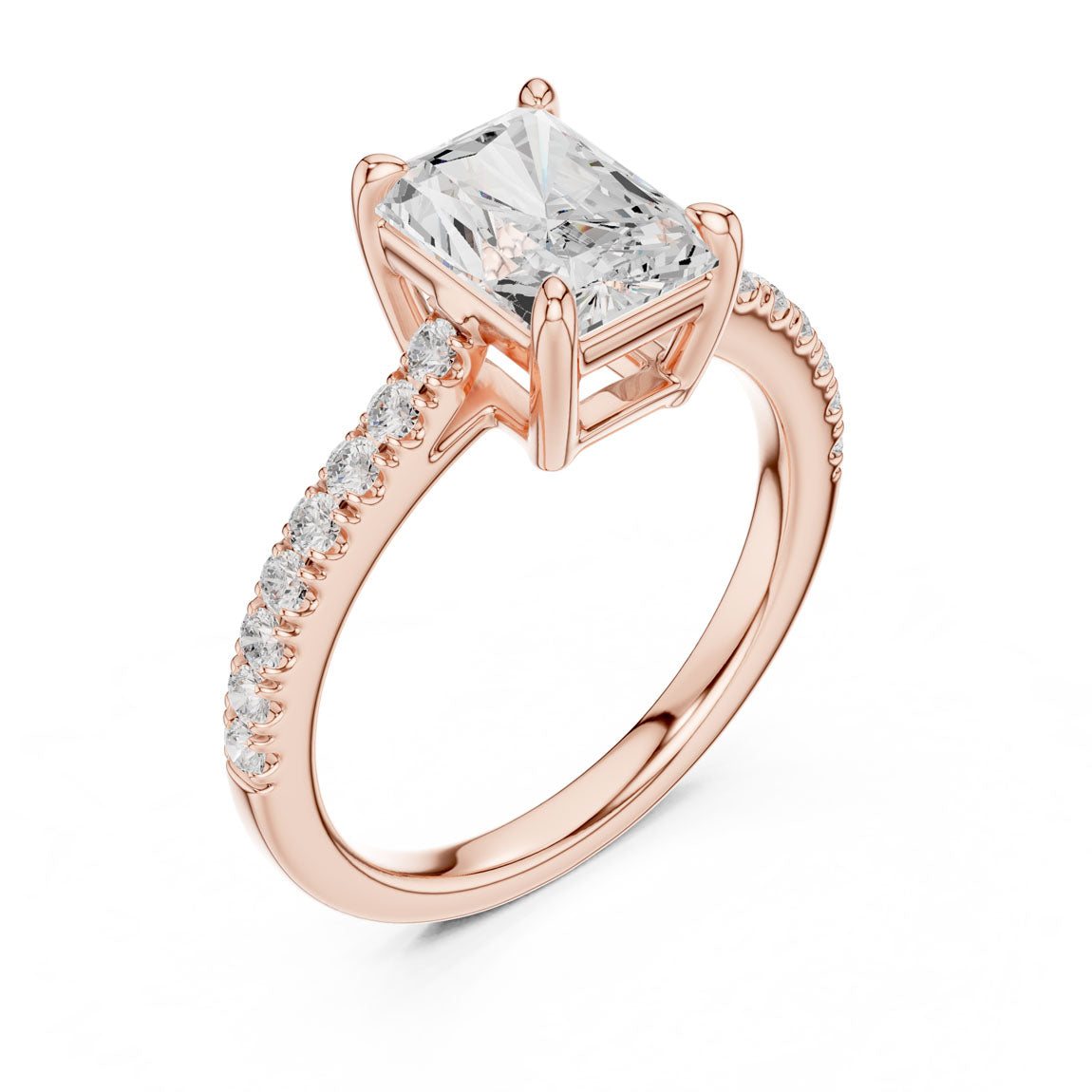 2.30 Ct. Radiant Cut Diamond Solitaire Ring with Pave Band (DDLR-039-RA) 8