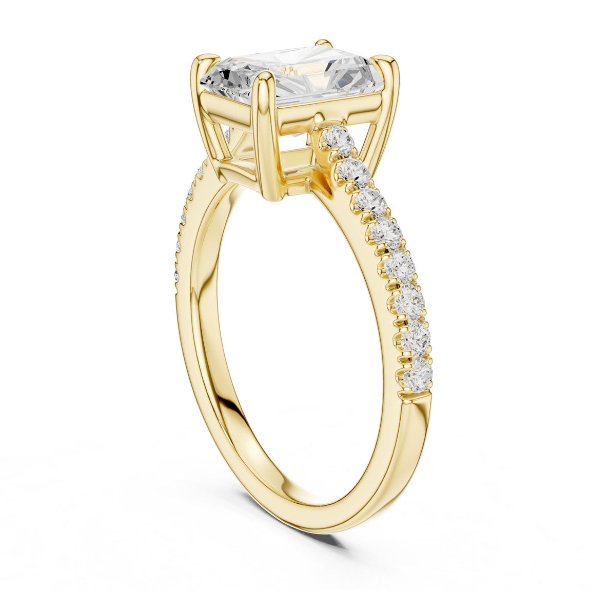 2.30 Ct. Radiant Cut Diamond Solitaire Ring with Pave Band (DDLR-039-RA) 3
