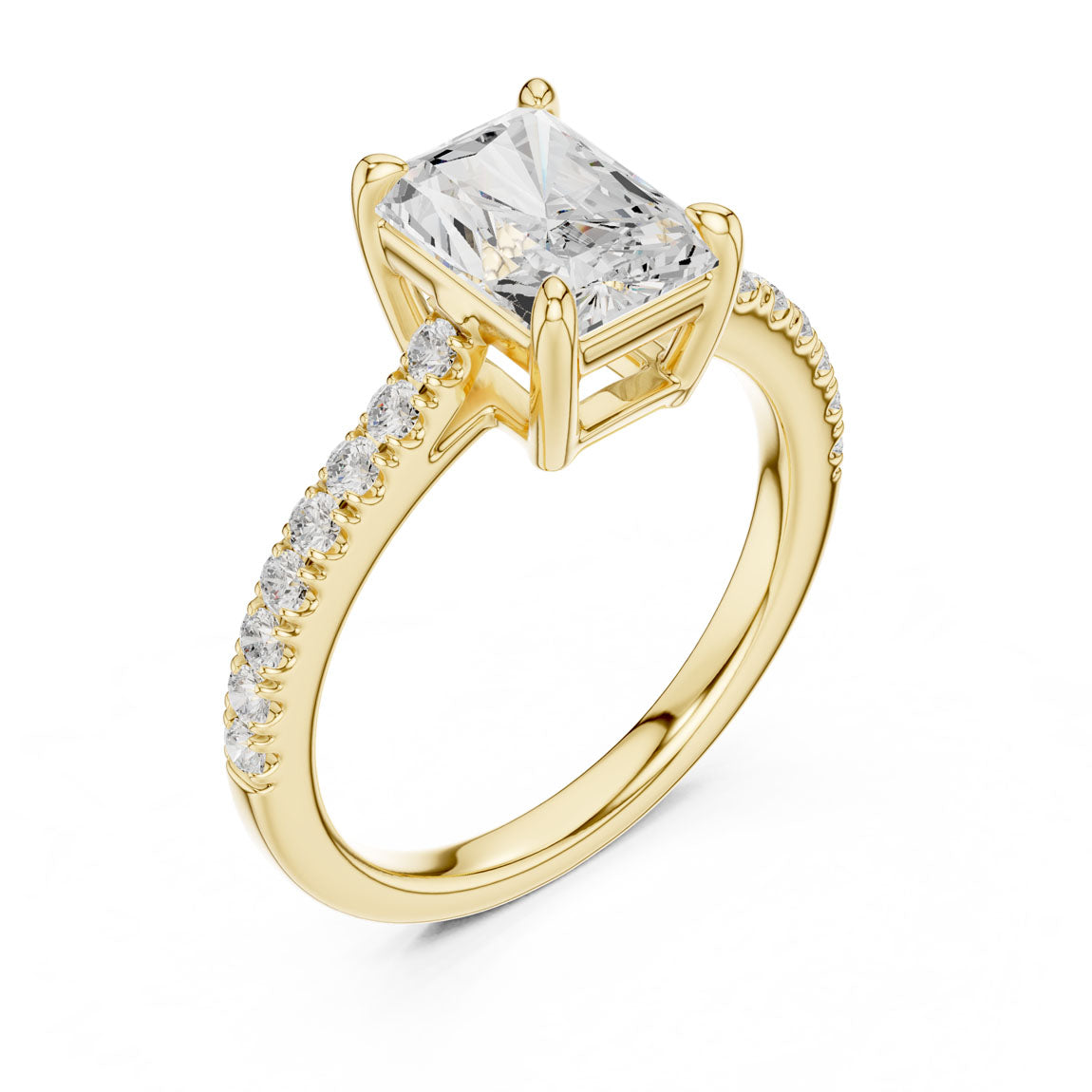 2.30 Ct. Radiant Cut Diamond Solitaire Ring with Pave Band (DDLR-039-RA)