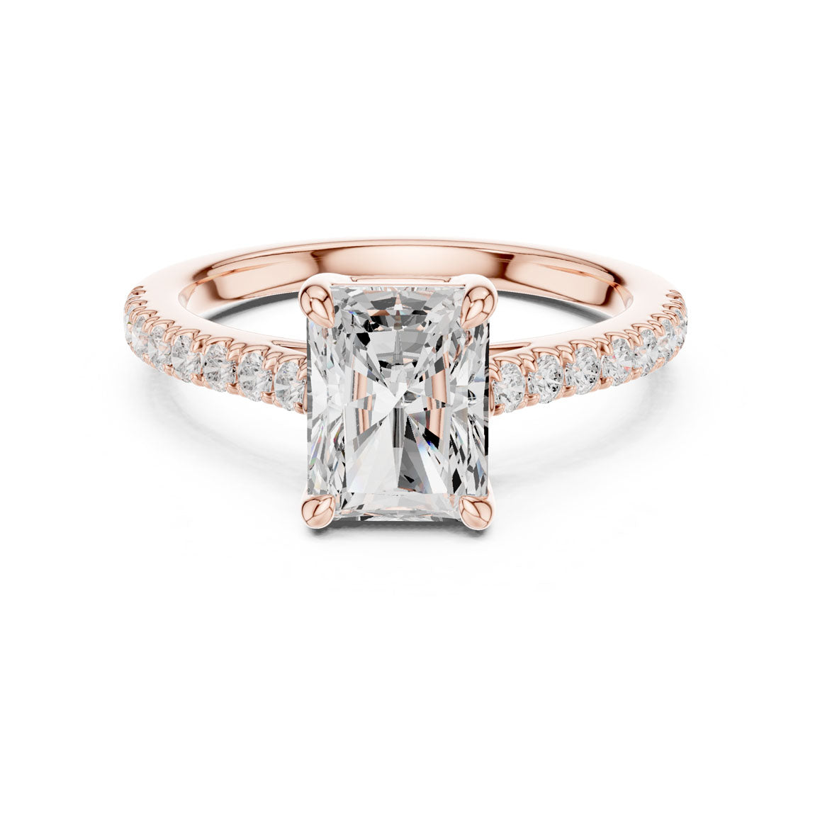 2.30 Ct. Radiant Cut Diamond Solitaire Ring with Pave Band (DDLR-039-RA) 7