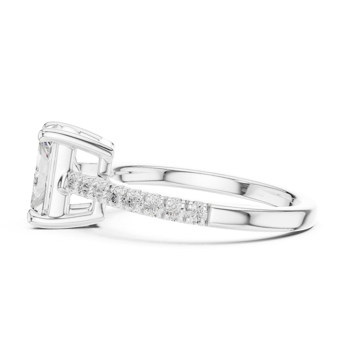 2.30 Ct. Radiant Cut Diamond Solitaire Ring with Pave Band (DDLR-039-RA) 12