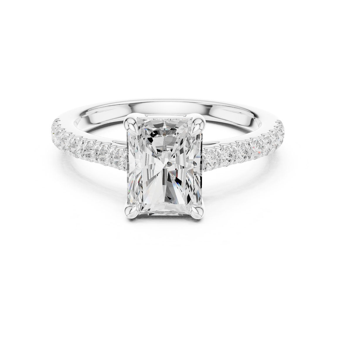 2.30 Ct. Radiant Cut Diamond Solitaire Ring with Pave Band (DDLR-039-RA) 5