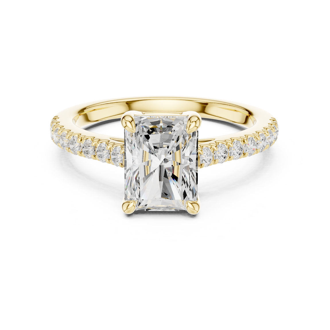 2.30 Ct. Radiant Cut Diamond Solitaire Ring with Pave Band (DDLR-039-RA)
