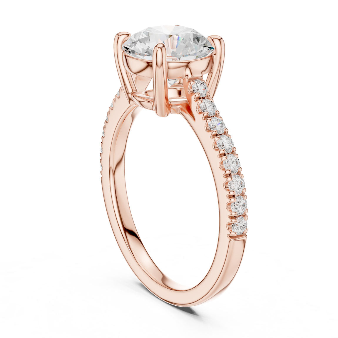 2.30 Ct. Round Diamond Solitaire with Pavé Band (DDLR-039-RD) 10