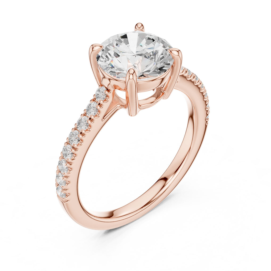 2.30 Ct. Round Diamond Solitaire with Pavé Band (DDLR-039-RD) 8