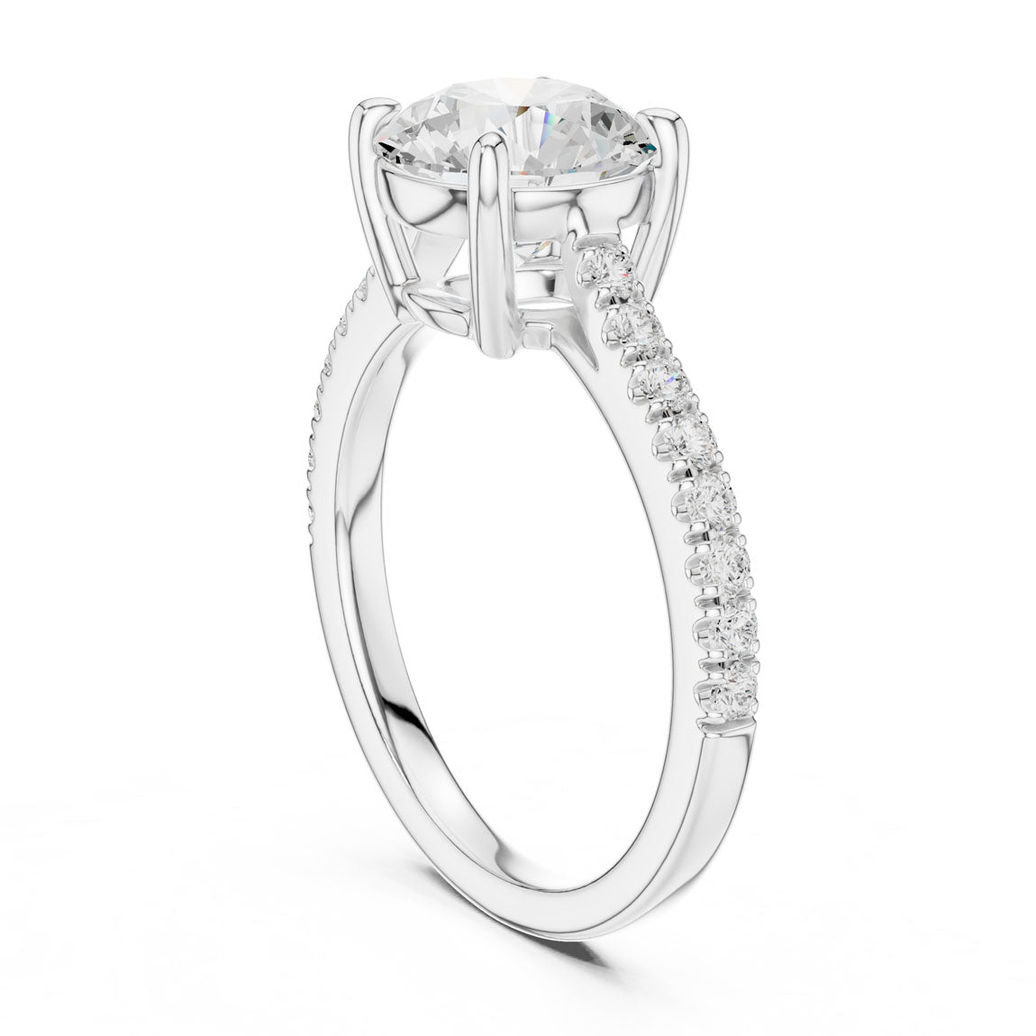 2.30 Ct. Round Diamond Solitaire with Pavé Band (DDLR-039-RD) 9