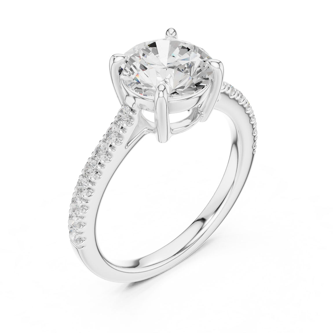 2.30 Ct. Round Diamond Solitaire with Pavé Band (DDLR-039-RD) 6