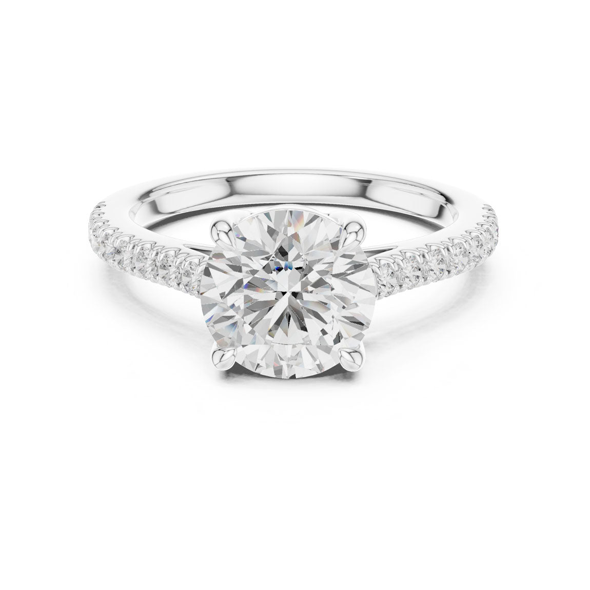 2.30 Ct. Round Diamond Solitaire with Pavé Band (DDLR-039-RD) 5