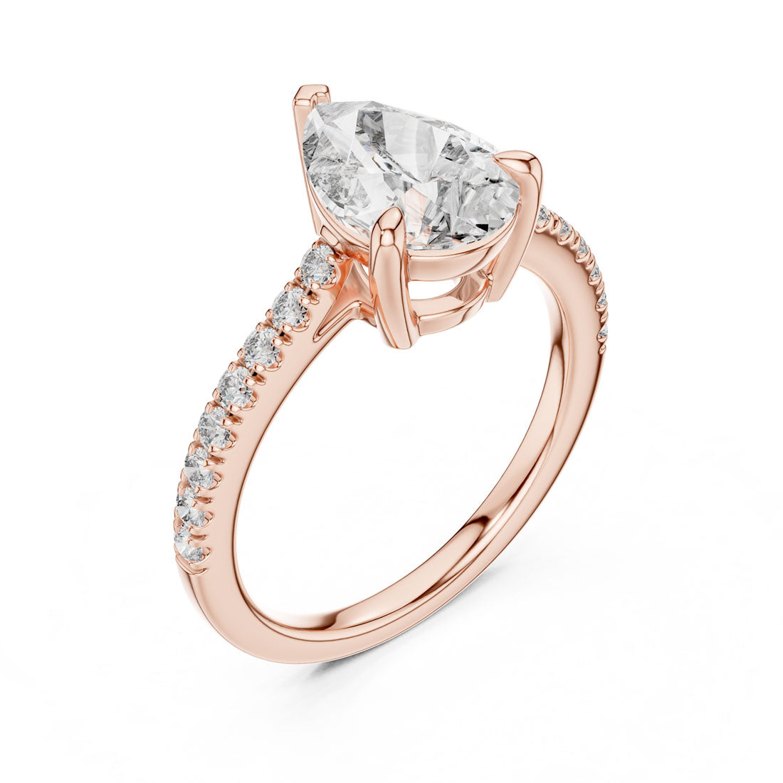 2.29 Ct. Pear Cut Solitaire Engagement Ring with Diamond Accented Band (DDLR-039) 9