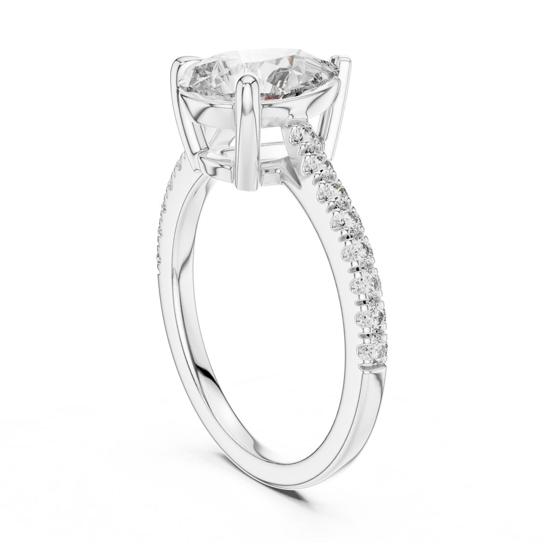 2.29 Ct. Pear Cut Solitaire Engagement Ring with Diamond Accented Band (DDLR-039) 10