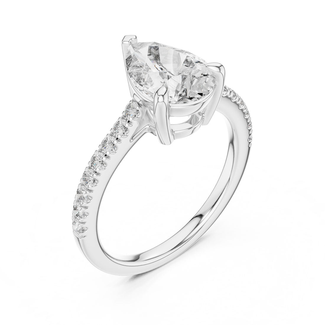 2.29 Ct. Pear Cut Solitaire Engagement Ring with Diamond Accented Band (DDLR-039) 7