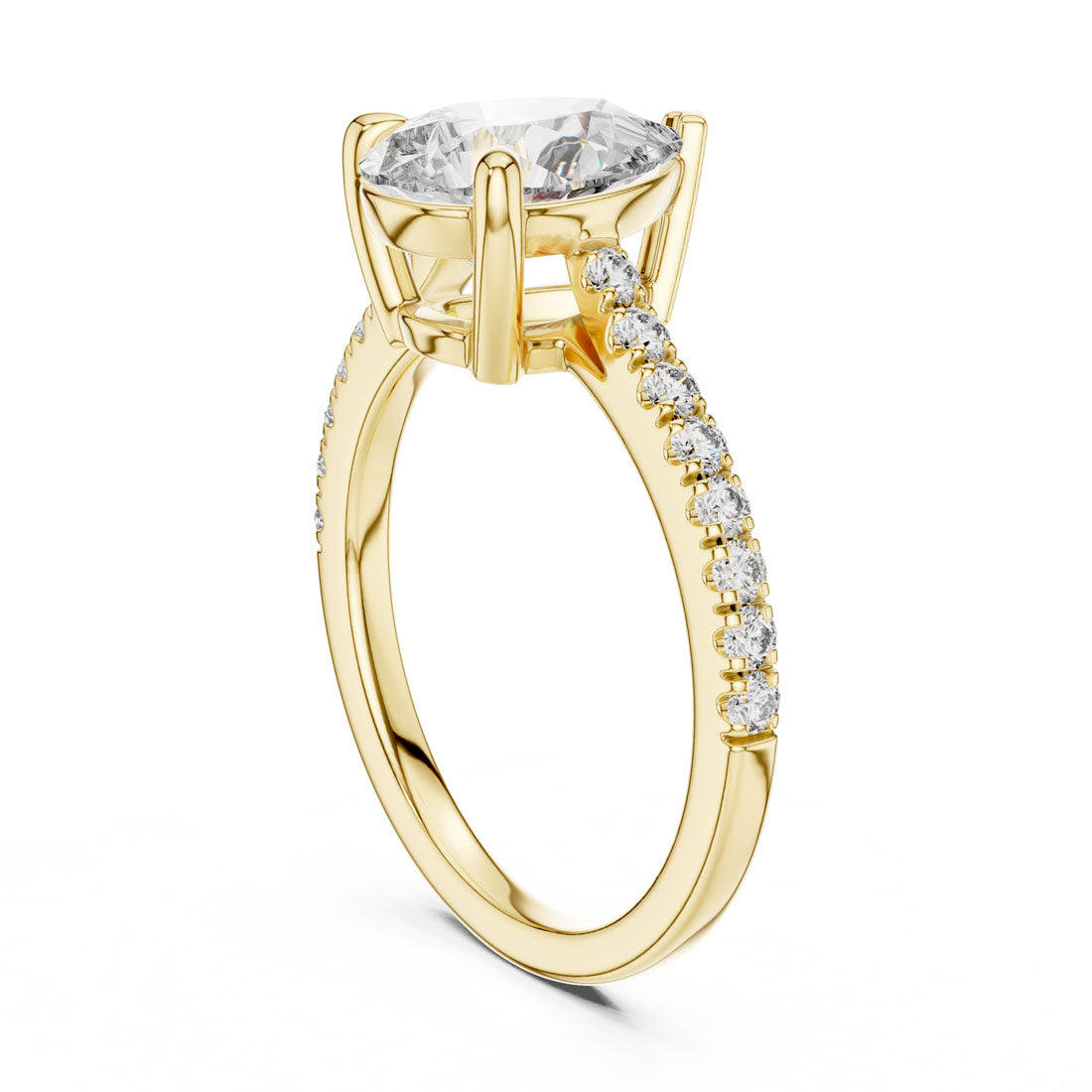 2.29 Ct. Pear Cut Solitaire Engagement Ring with Diamond Accented Band (DDLR-039) 11