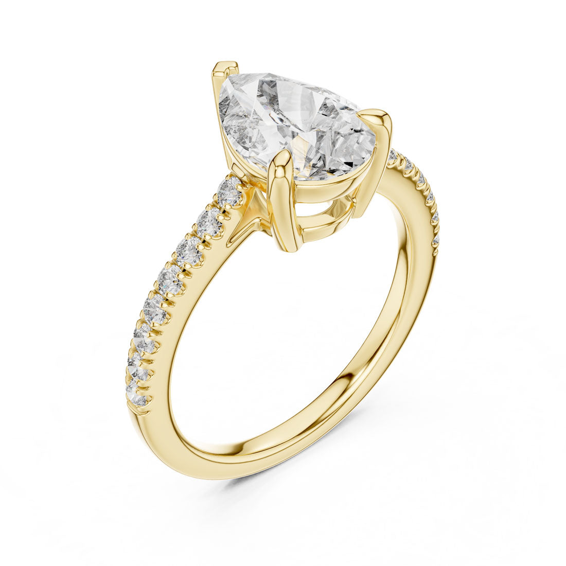 2.29 Ct. Pear Cut Solitaire Engagement Ring with Diamond Accented Band (DDLR-039) 8