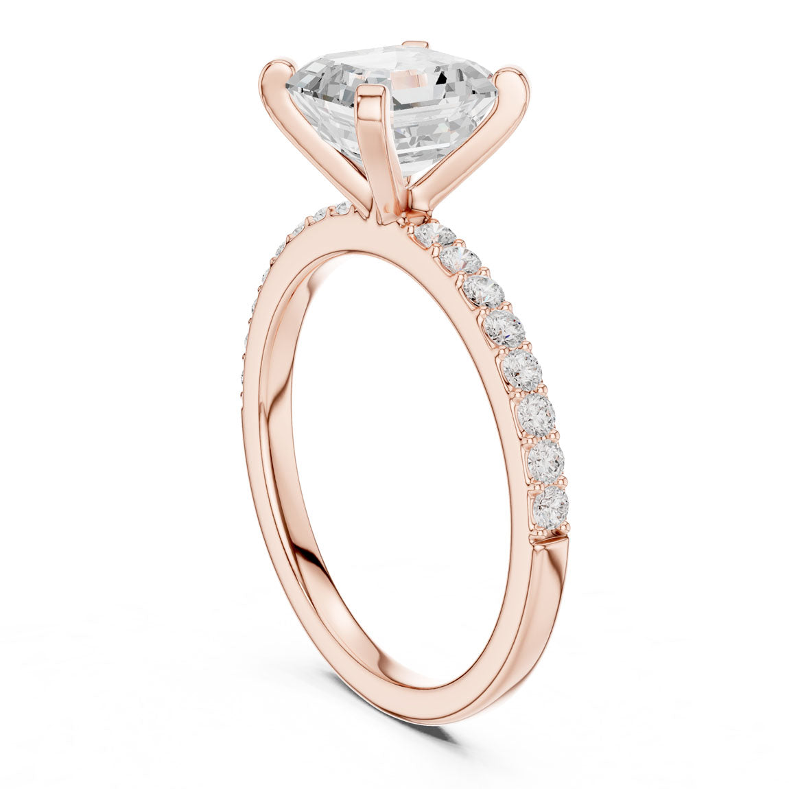 2.22 Ct. Asscher Cut Diamond Solitaire Ring with Pavé Band (DDLR-040-R00697-AC) 11