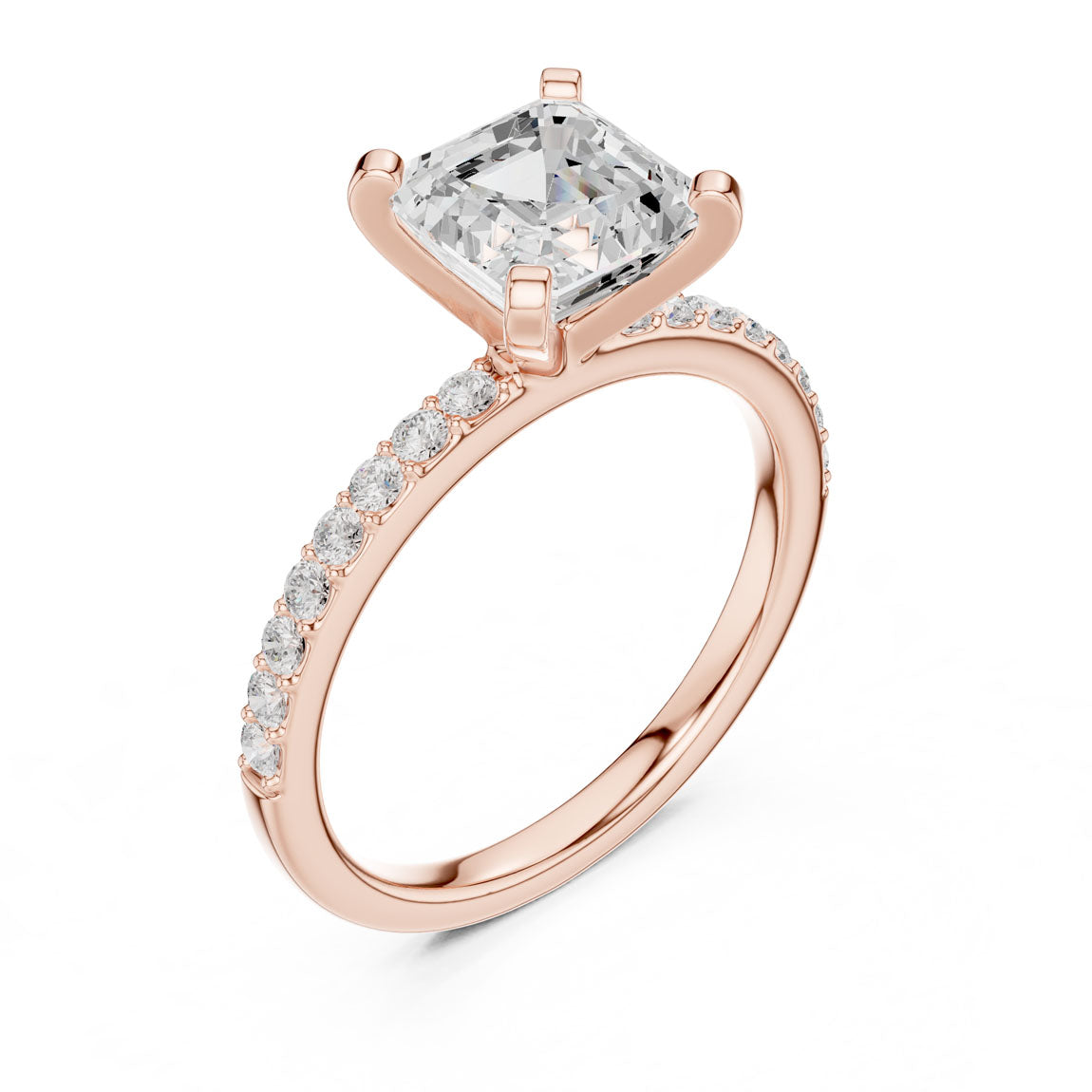 2.22 Ct. Asscher Cut Diamond Solitaire Ring with Pavé Band (DDLR-040-R00697-AC) 8