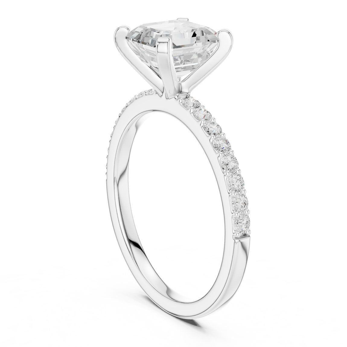 2.22 Ct. Asscher Cut Diamond Solitaire Ring with Pavé Band (DDLR-040-R00697-AC) 10