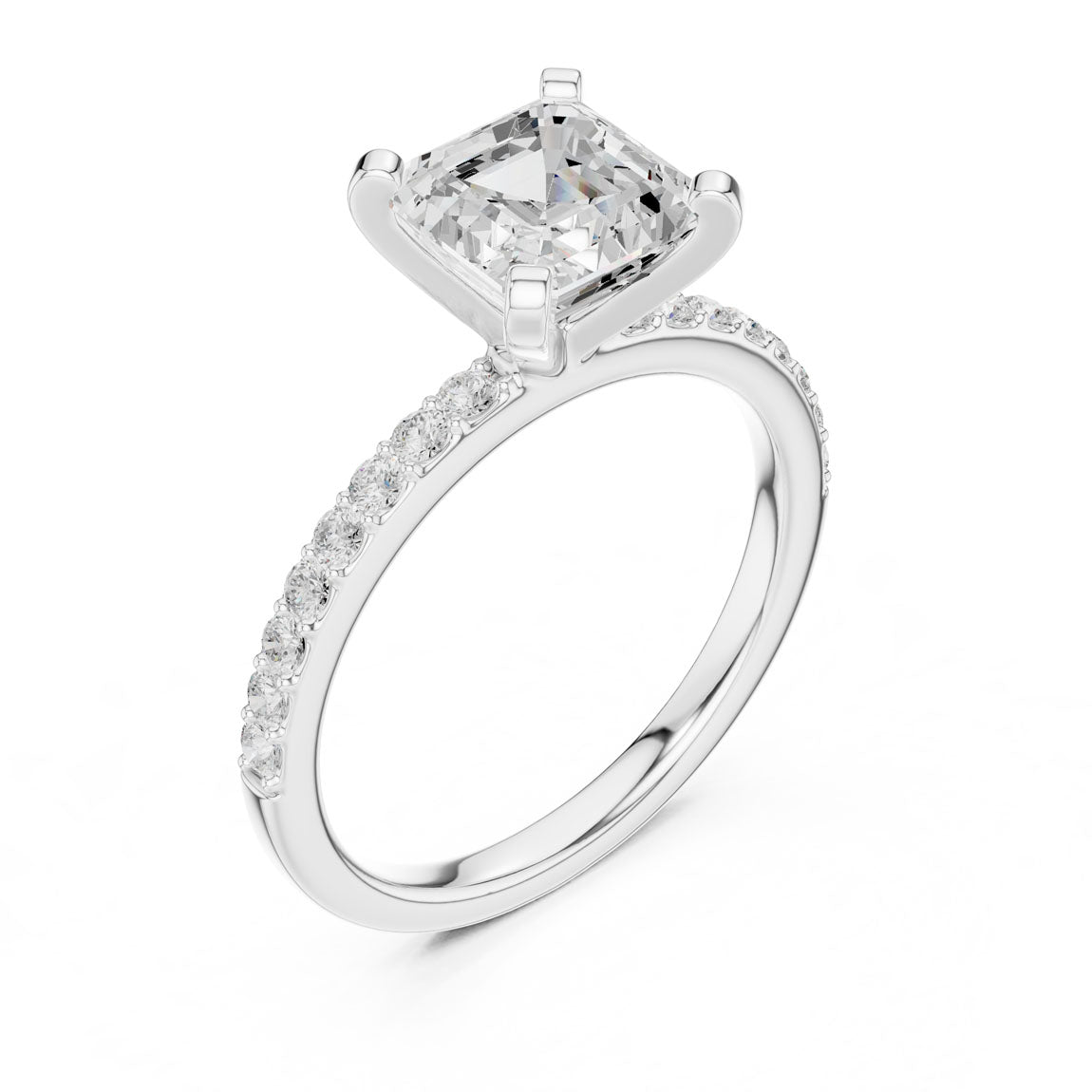 2.22 Ct. Asscher Cut Diamond Solitaire Ring with Pavé Band (DDLR-040-R00697-AC) 6