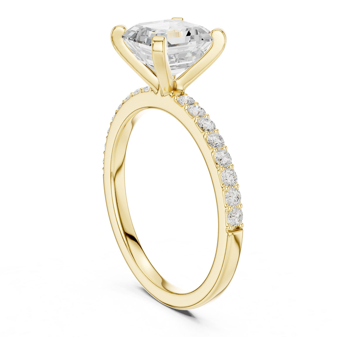 2.22 Ct. Asscher Cut Diamond Solitaire Ring with Pavé Band (DDLR-040-R00697-AC) 3