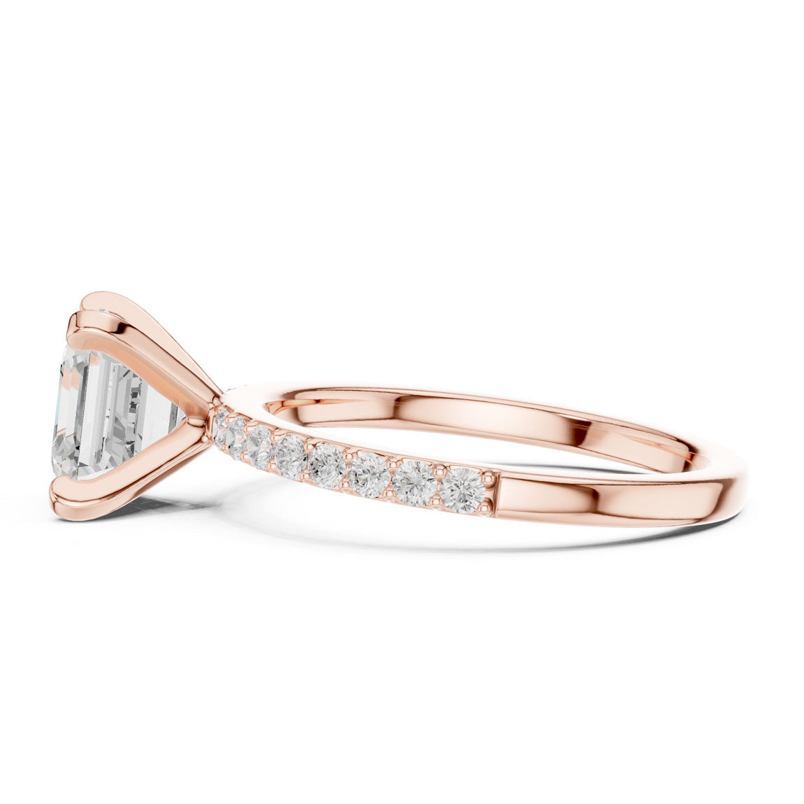 2.22 Ct. Asscher Cut Diamond Solitaire Ring with Pavé Band (DDLR-040-R00697-AC) 12