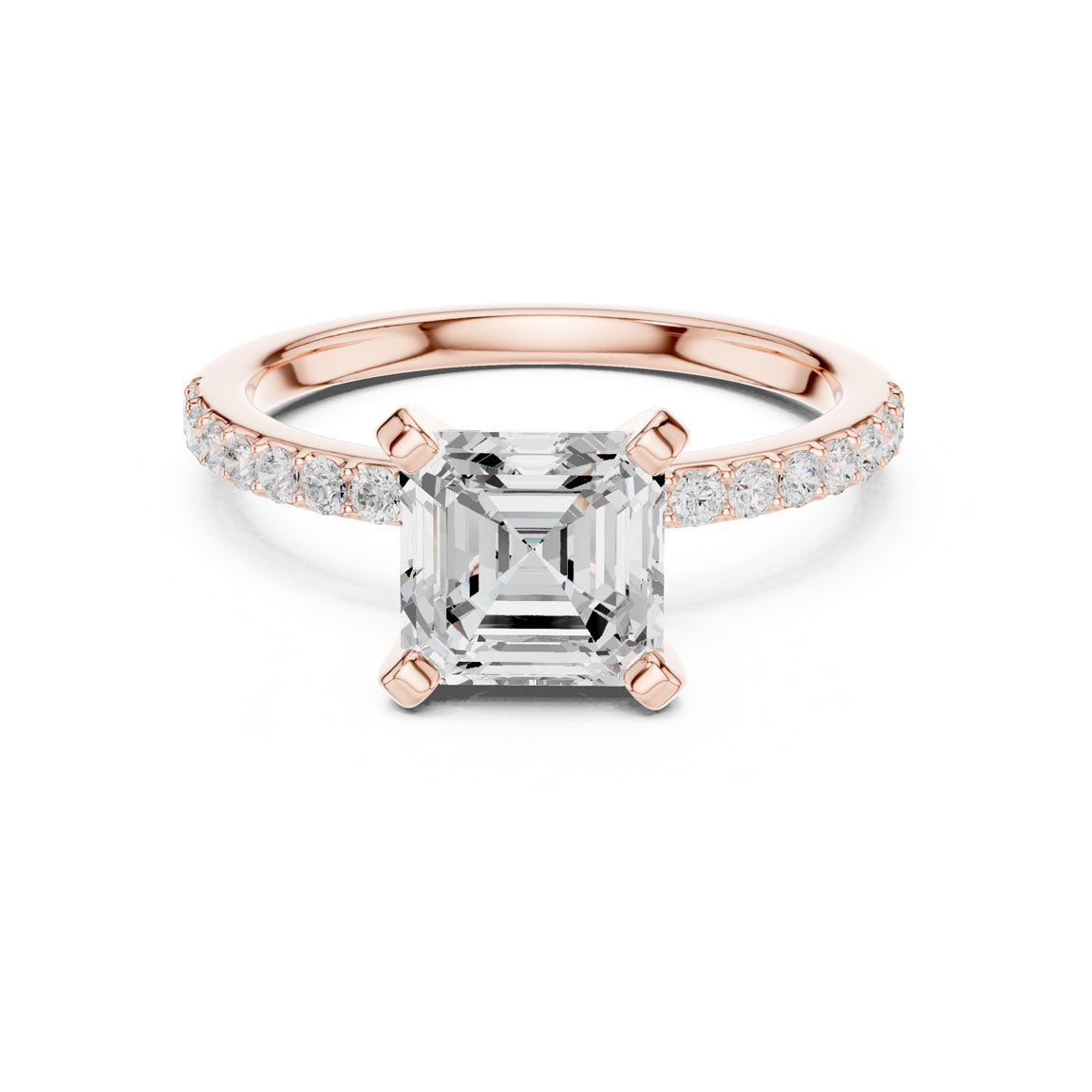 2.22 Ct. Asscher Cut Diamond Solitaire Ring with Pavé Band (DDLR-040-R00697-AC) 7
