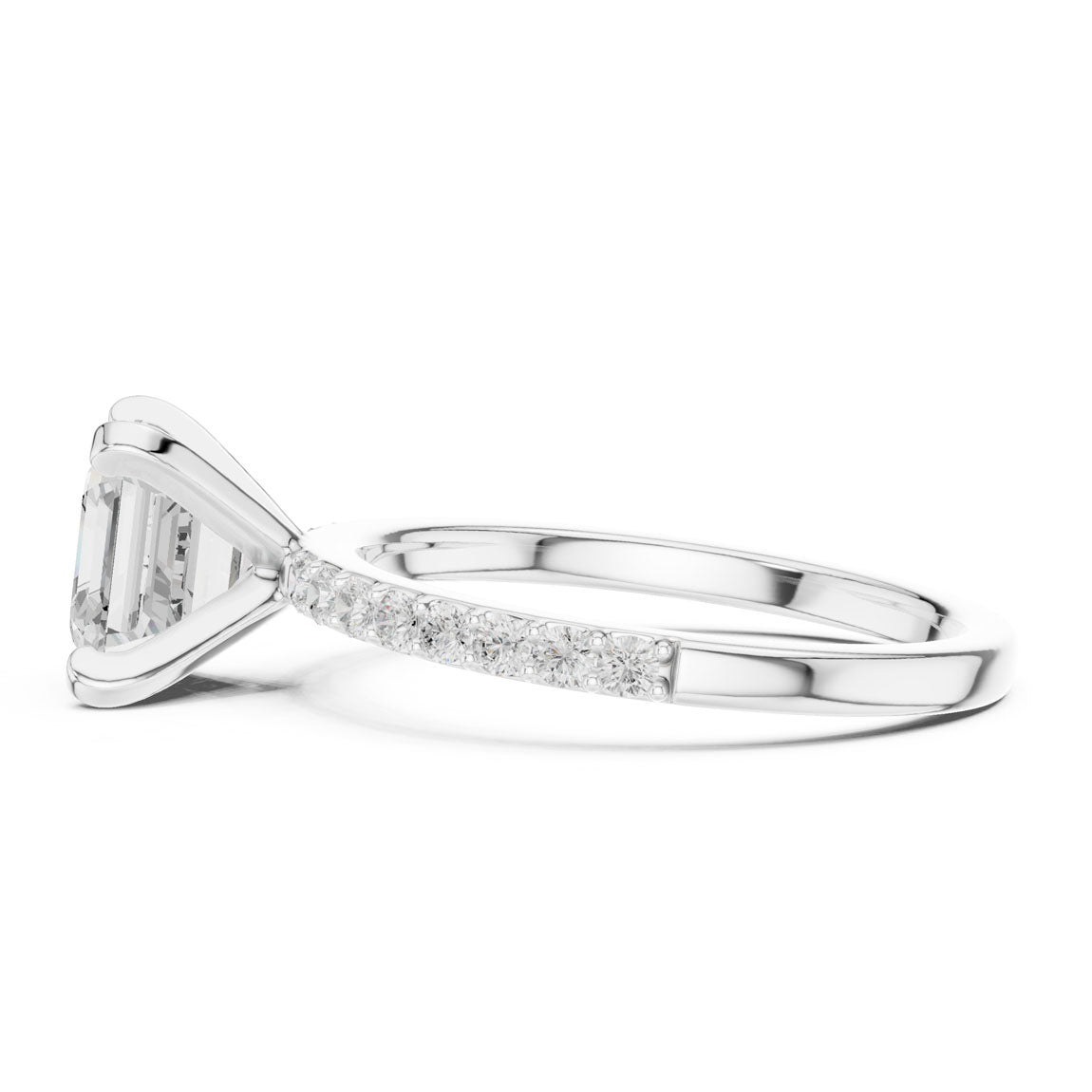 2.22 Ct. Asscher Cut Diamond Solitaire Ring with Pavé Band (DDLR-040-R00697-AC) 9