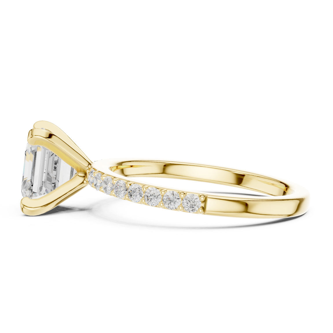 2.22 Ct. Asscher Cut Diamond Solitaire Ring with Pavé Band (DDLR-040-R00697-AC) 4