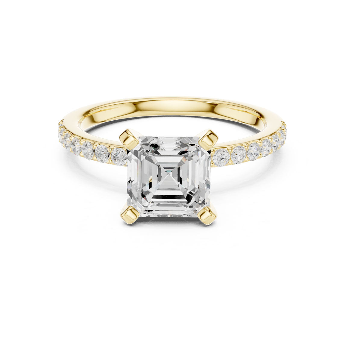 2.22 Ct. Asscher Cut Diamond Solitaire Ring with Pavé Band (DDLR-040-R00697-AC)
