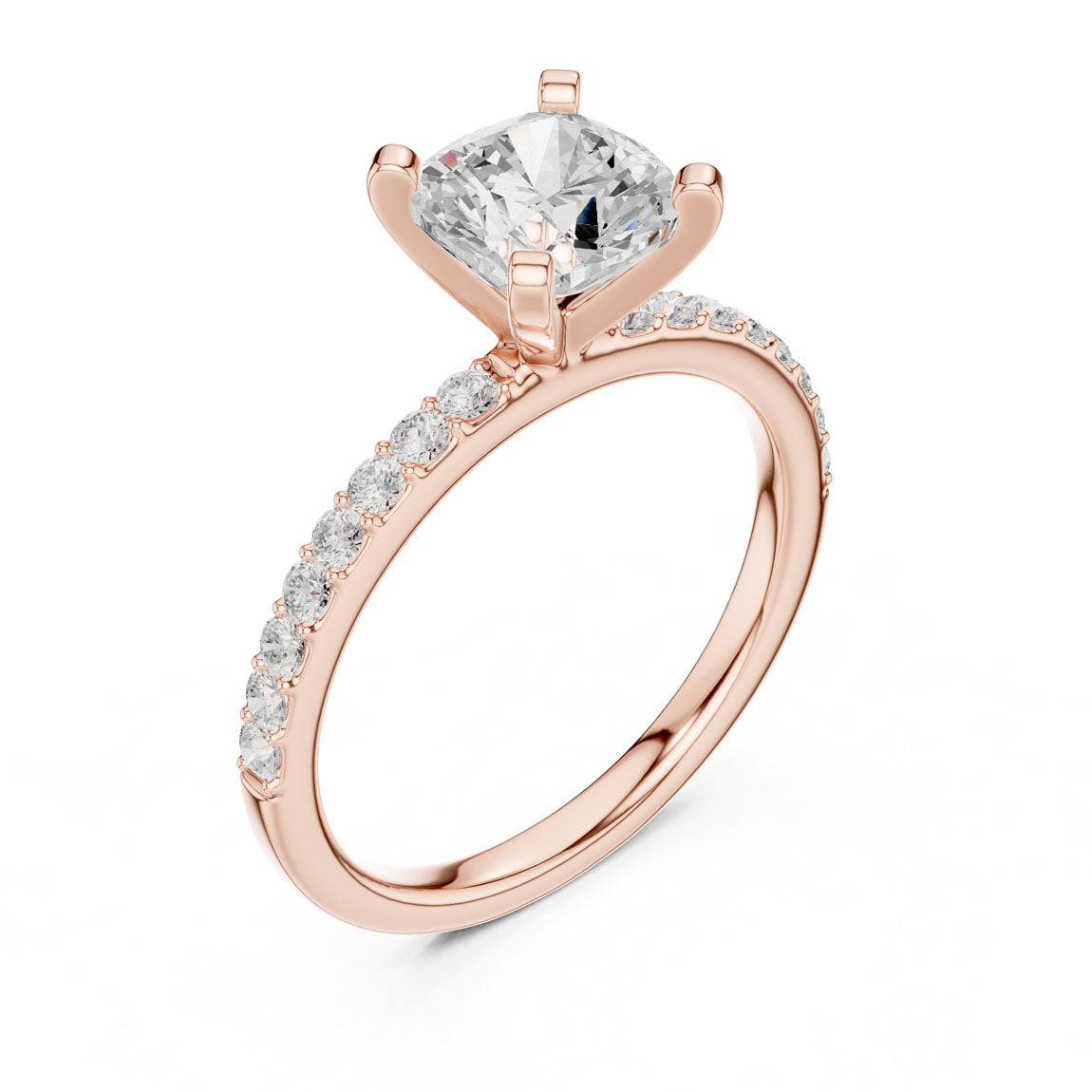 2.22 Ct. Cushion Cut Diamond Solitaire with Pavé Band (DDLR-040-CU) 8